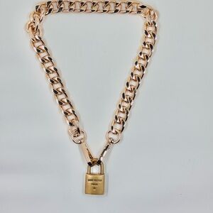 Gold Chain Necklace with Padlock